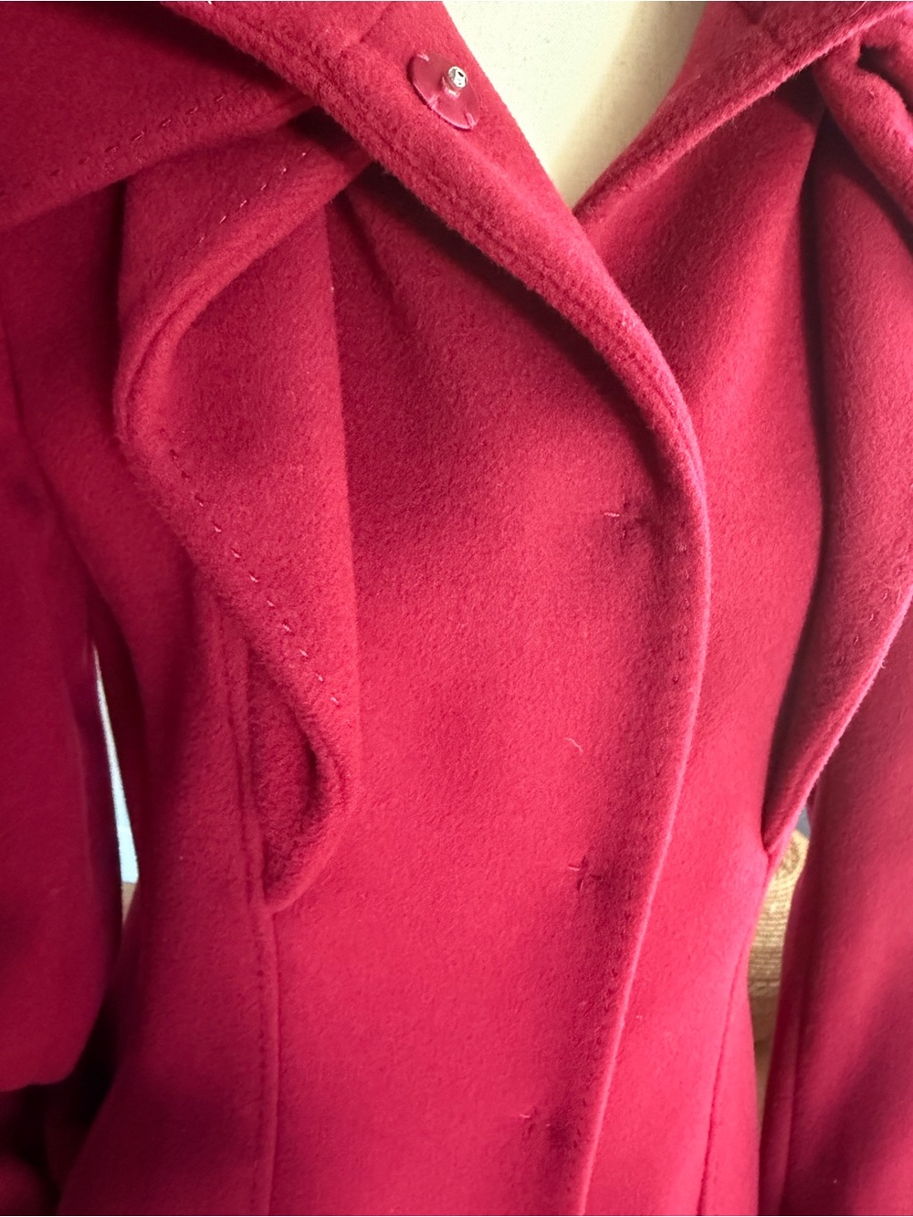 Bergdorf Goodman Women's Long Sleeve Sculpted Crimson Dress Coat - Picture 13 of 17